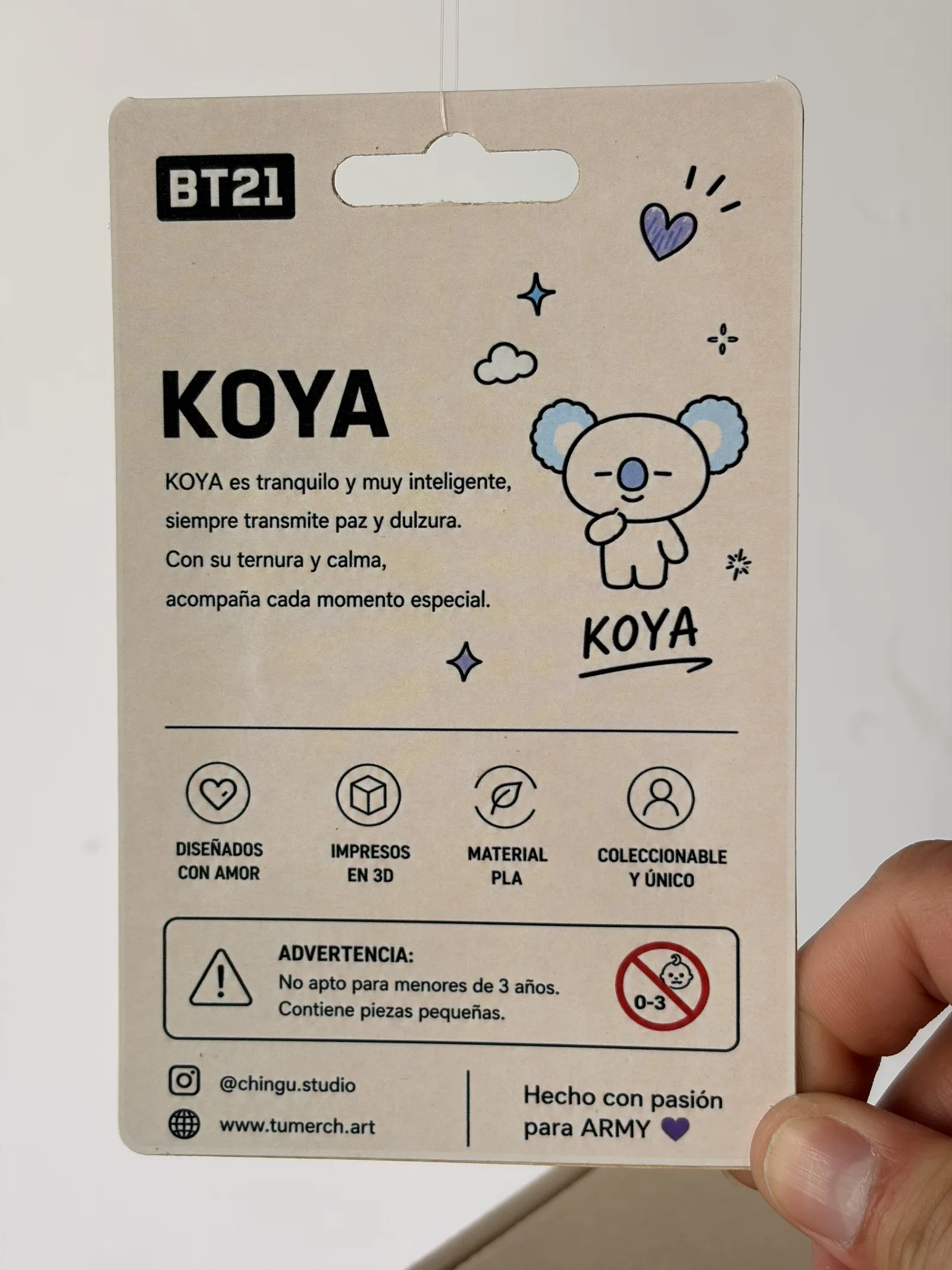 Blíster de la mini figura de Koya, dorso