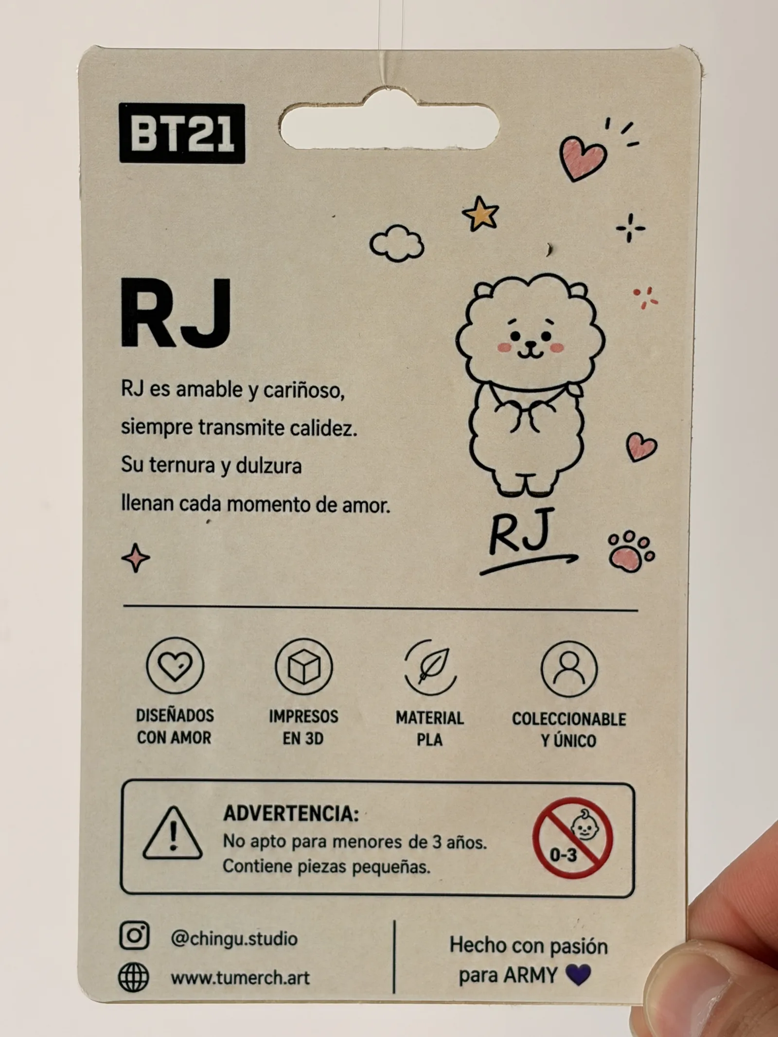 Blíster de la mini figura de RJ, dorso