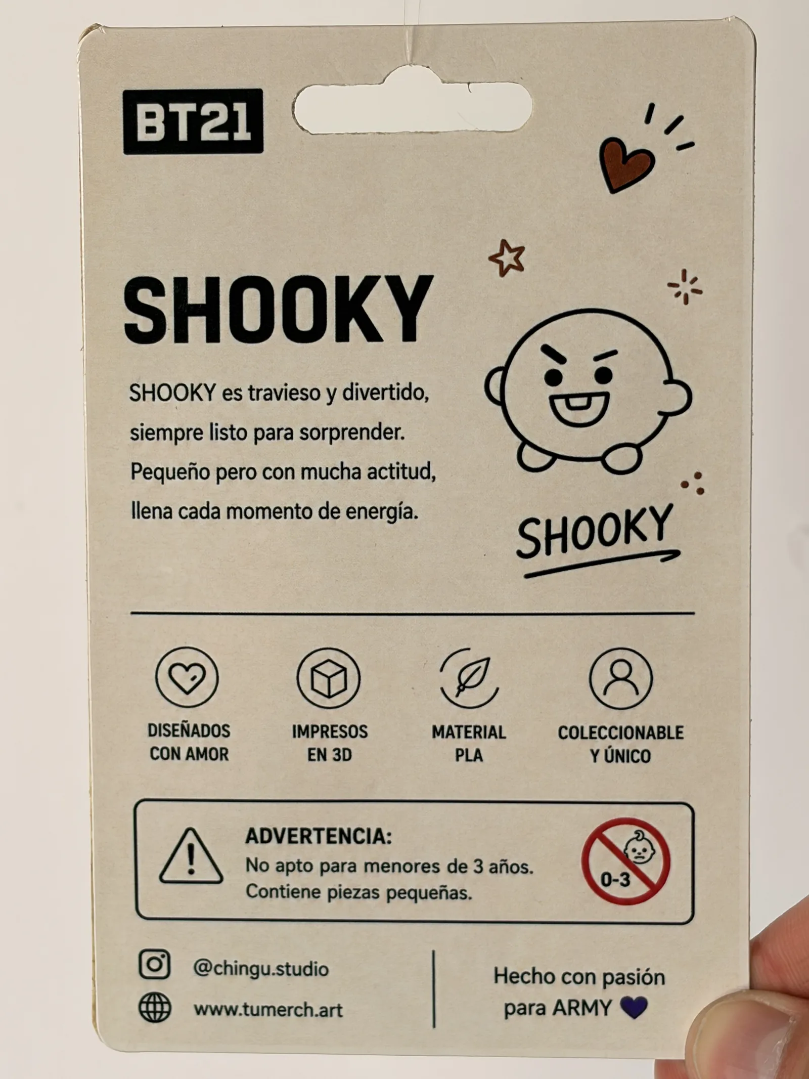 Blíster de la mini figura de Shooky, dorso