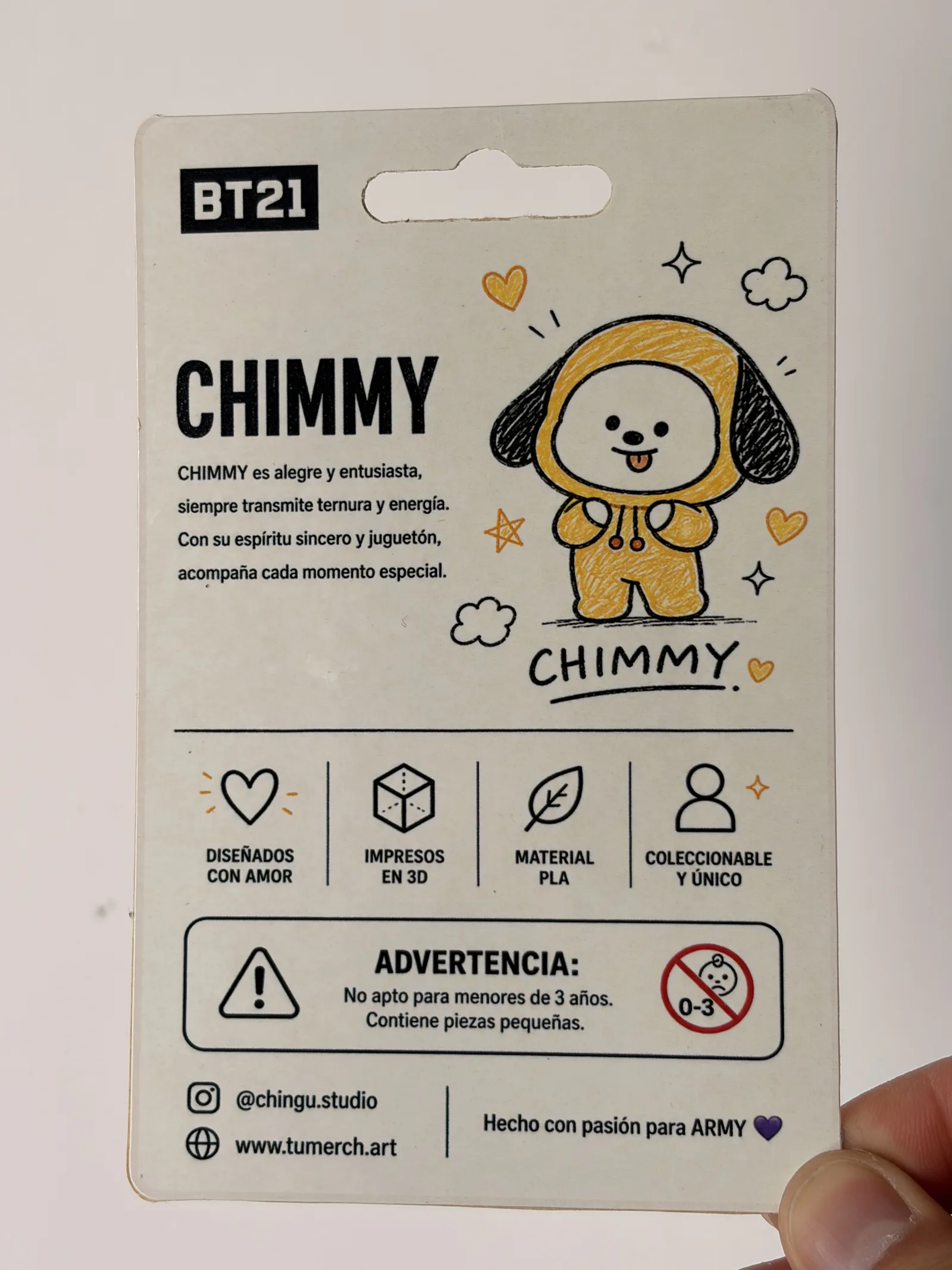 Blíster de la mini figura de Chimmy, dorso