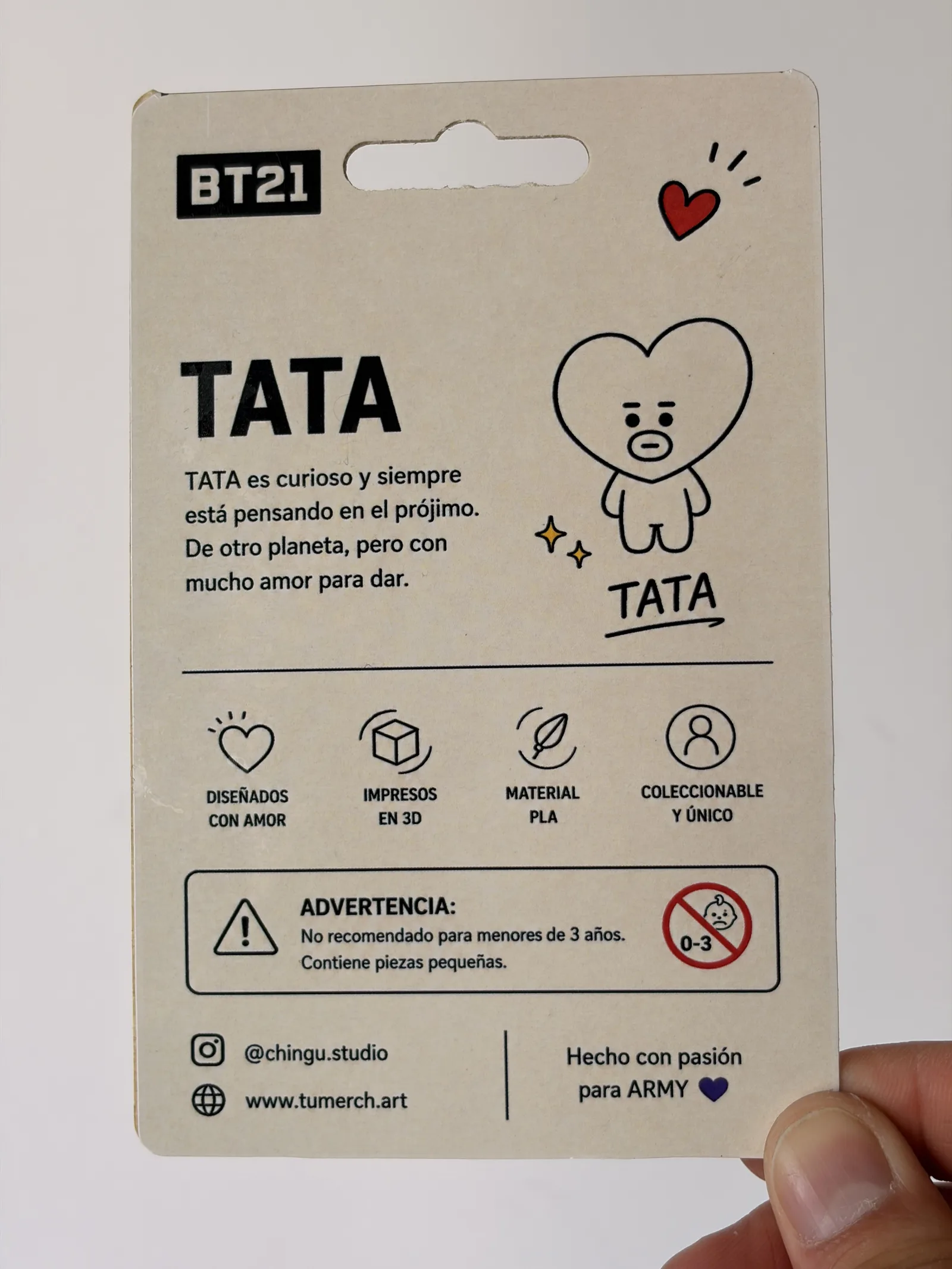 Blíster de la mini figura de Tata, dorso