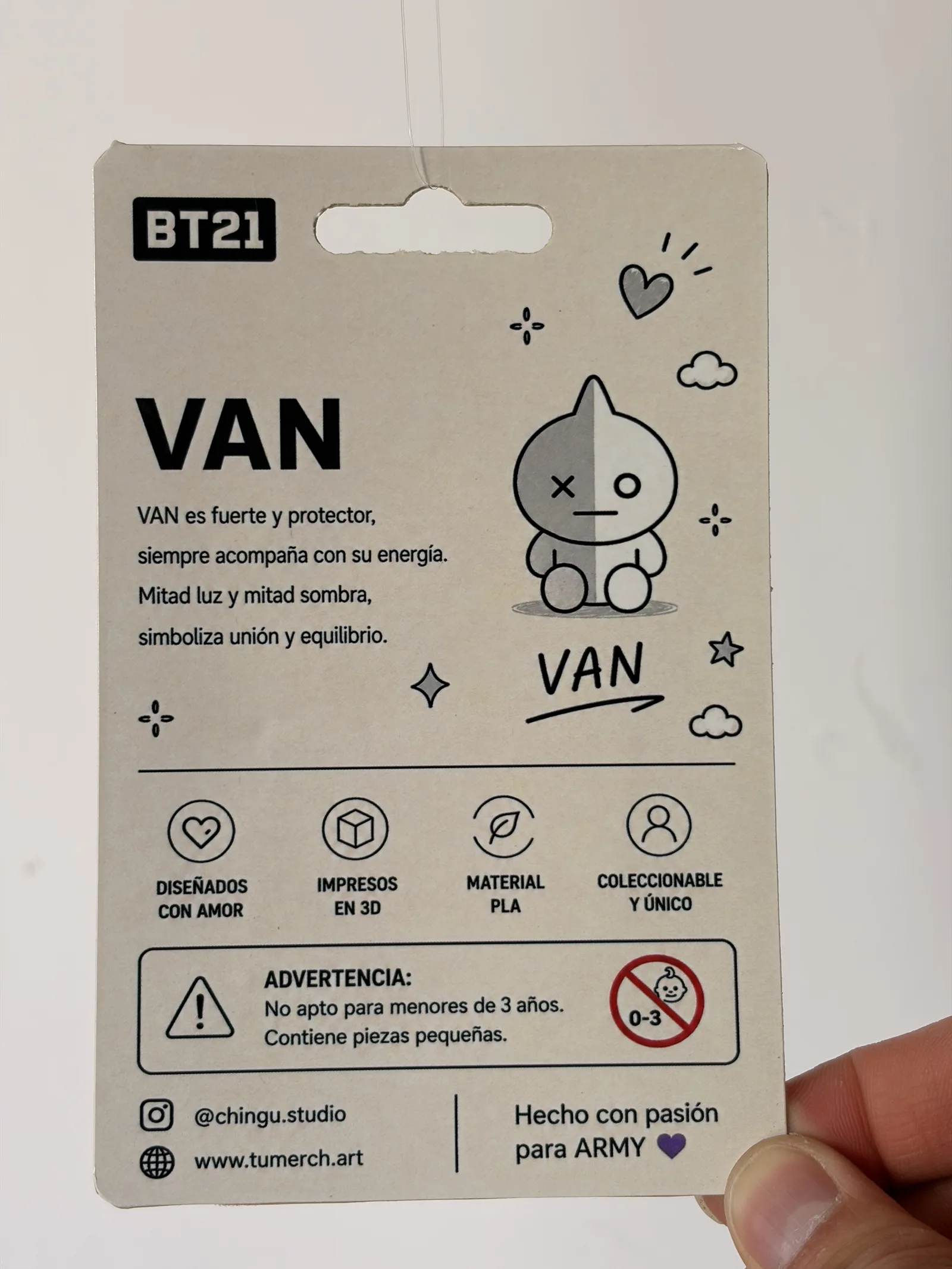 Blíster de la mini figura de Van, dorso